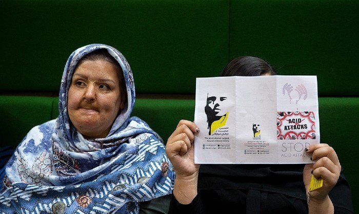 Iranian Acid Attacks victims in Iranian Parliament